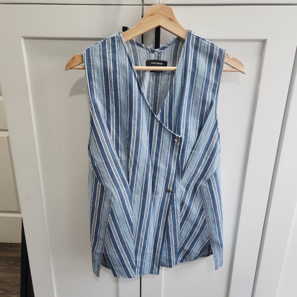 Isabel Marant Striped Sleeveless Snap Top size 38 US 6. T1 - Picture 3 of 14